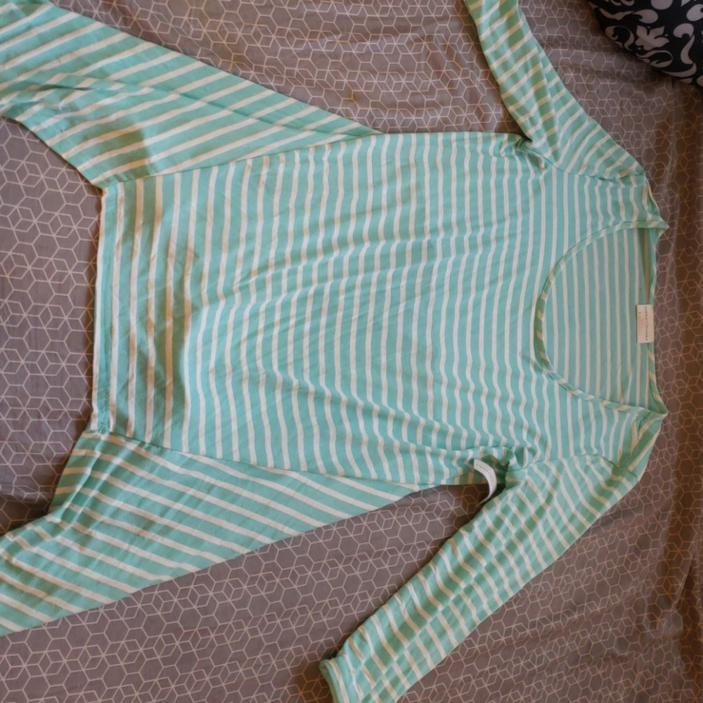 Striped blue and white long sleeved dress